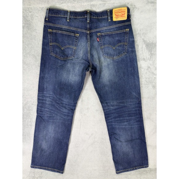 Levis 569 Jeans Mens 40x34 Blue Dark Wash Denim Relaxed Straight Mid Rise - Picture 2 of 10